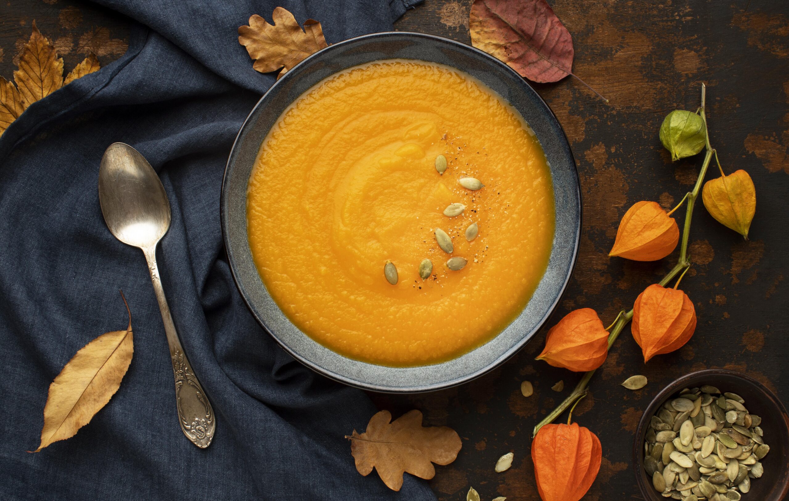 nourriture-d-automne-graines-de-citrouille-dans-la-soupe
